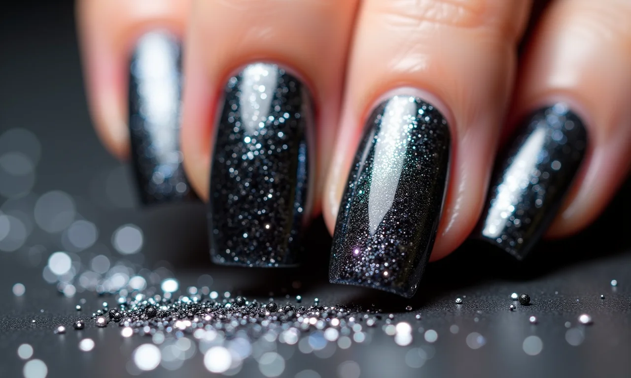 Qual o melhor tipo de glitter para usar na unha preta? Variedade de opções.