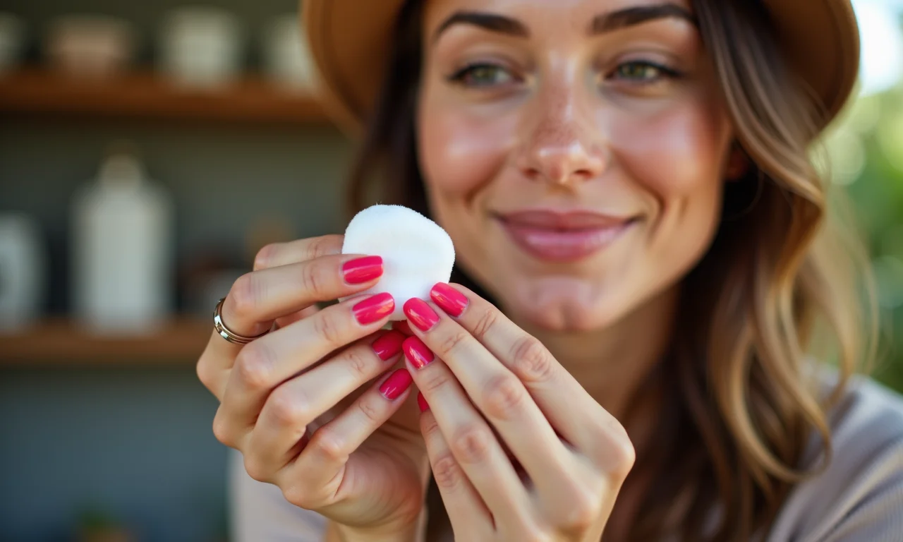 Remoção de esmalte com removedor sem acetona para proteger as unhas.