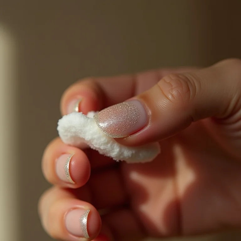 Removendo o esmalte com glitter dissolvido