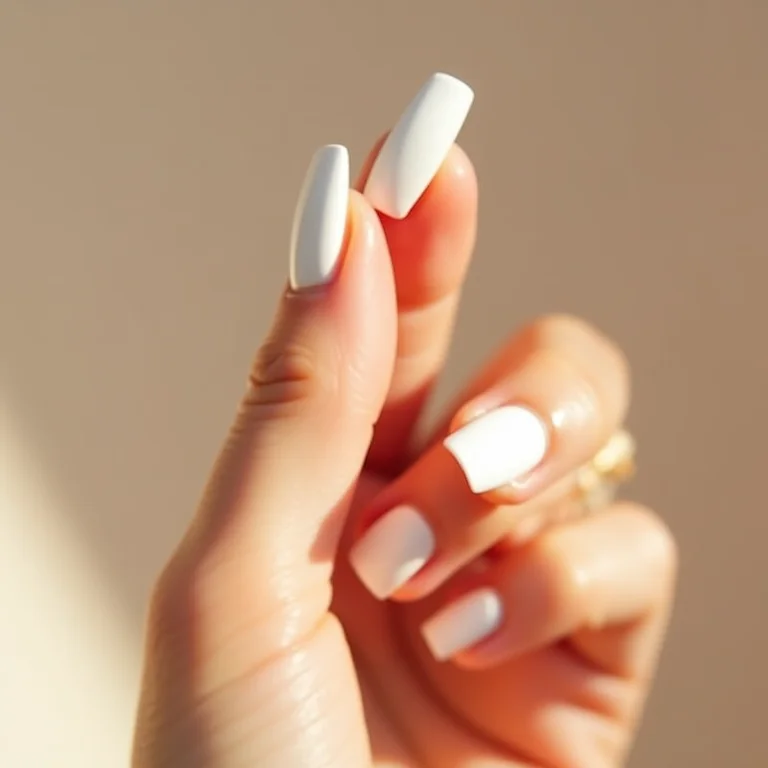 Swatches de esmalte branco em diferentes tons de pele.