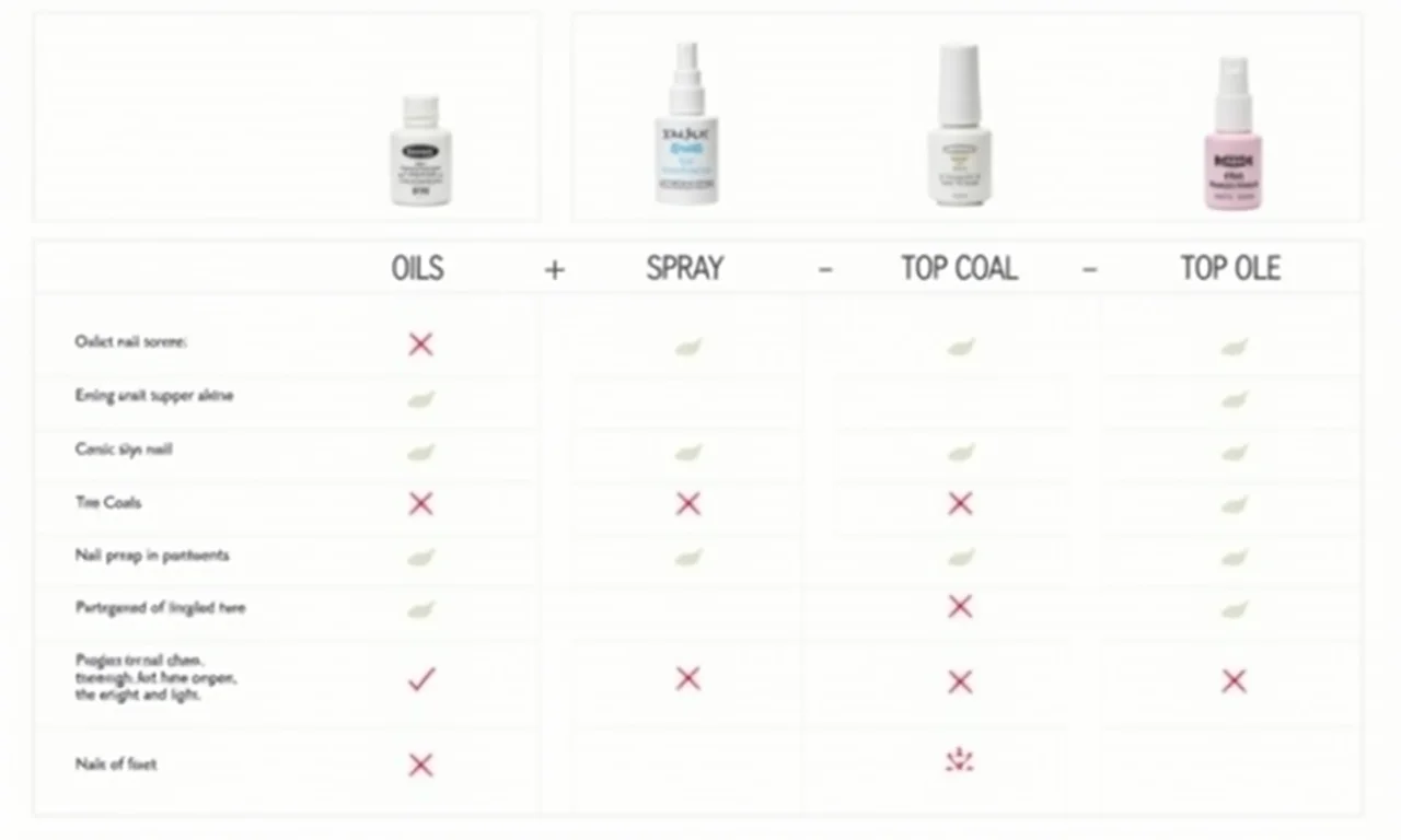 Tabela comparativa de produtos seca esmalte.