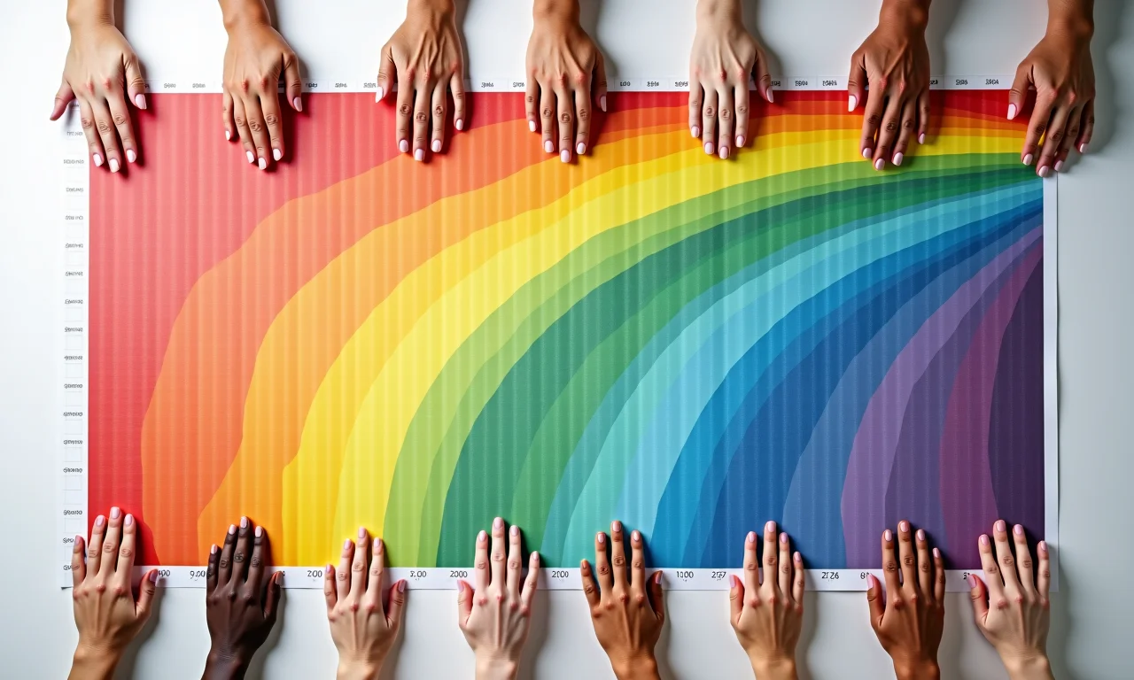 Tabela de cores do arco-íris e seus significados.