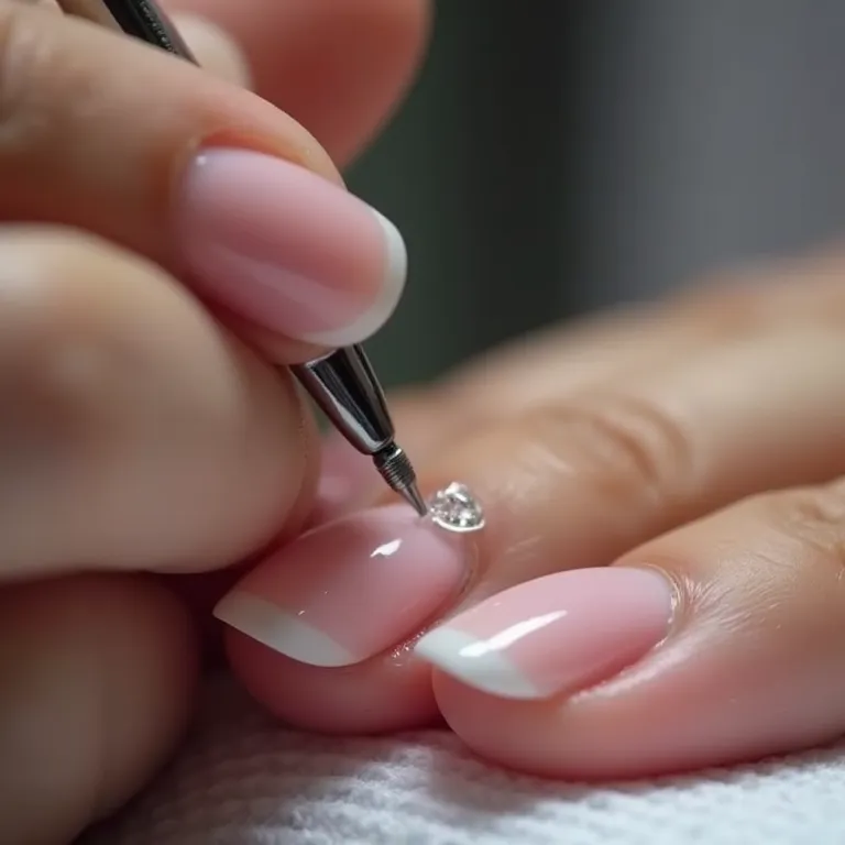 Técnica selando a borda livre da unha para maior durabilidade.