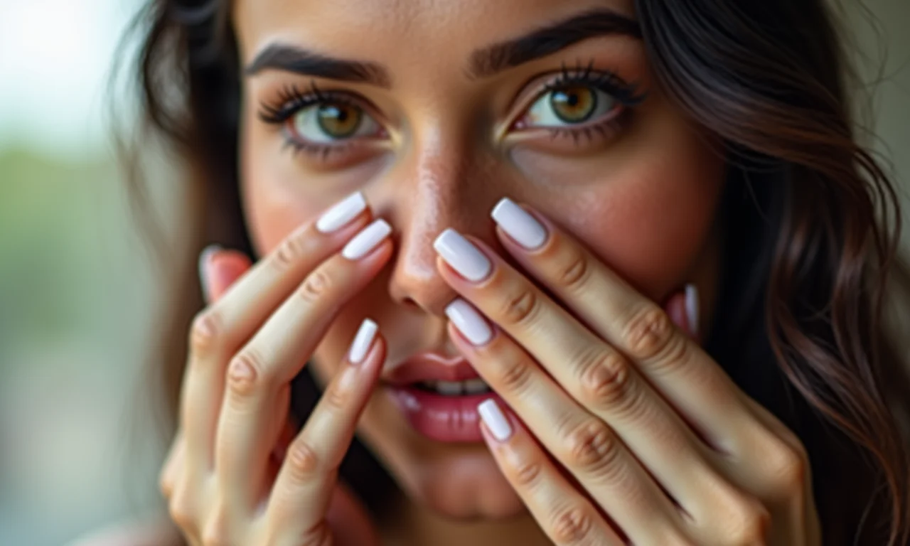 Testando se o esmalte está seco.