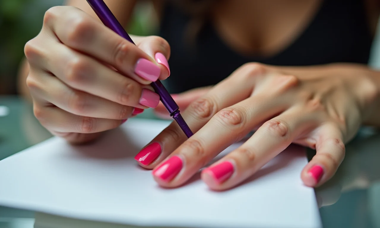 Teste de cores de esmalte em unhas postiças.