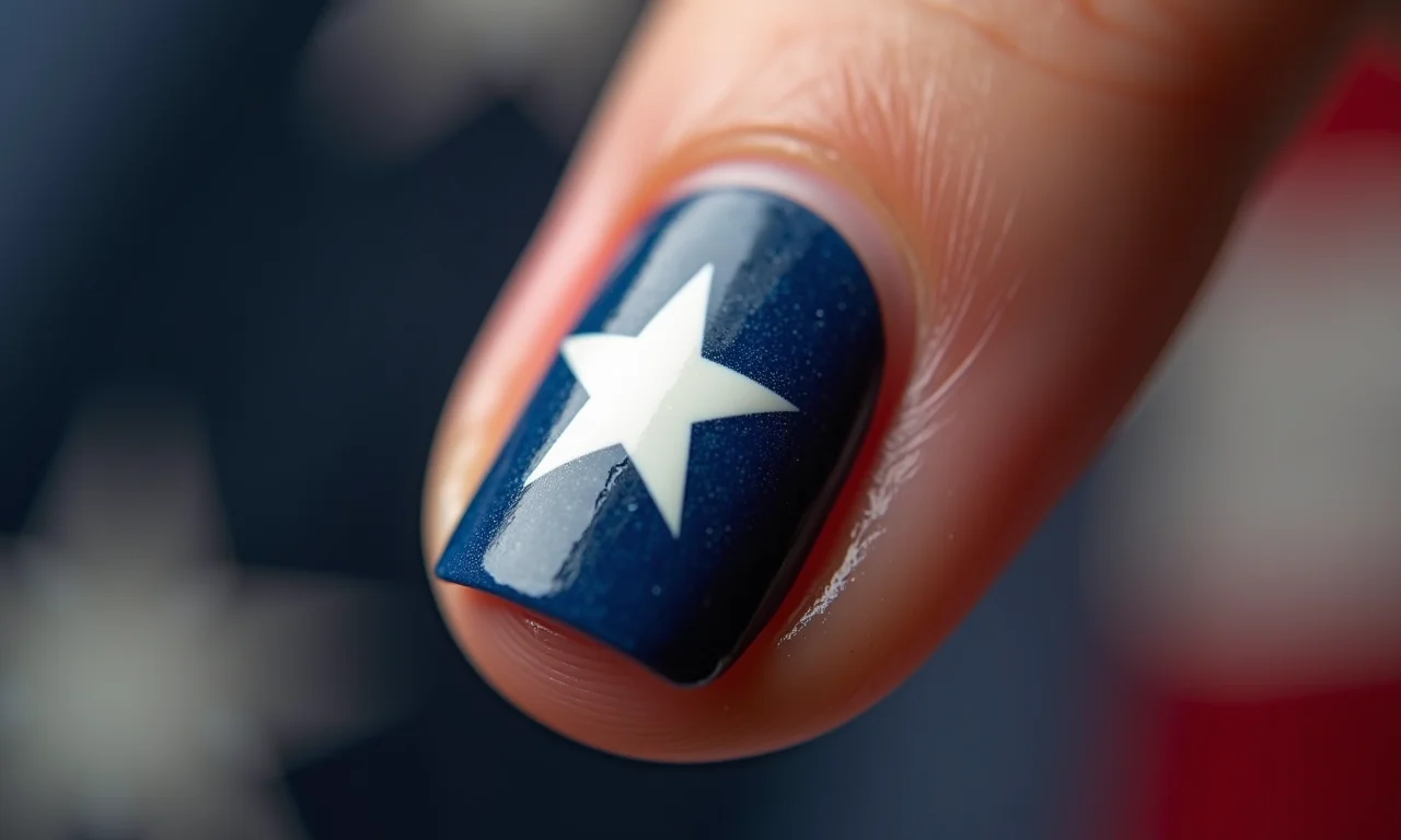 Unha com a estrela do Capitão América.