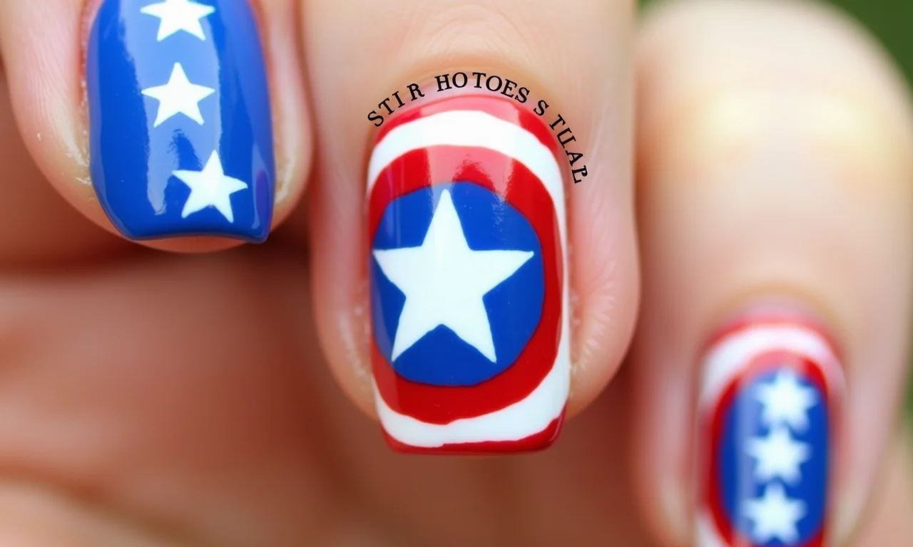 Unha decorada Capitão América após duas semanas.