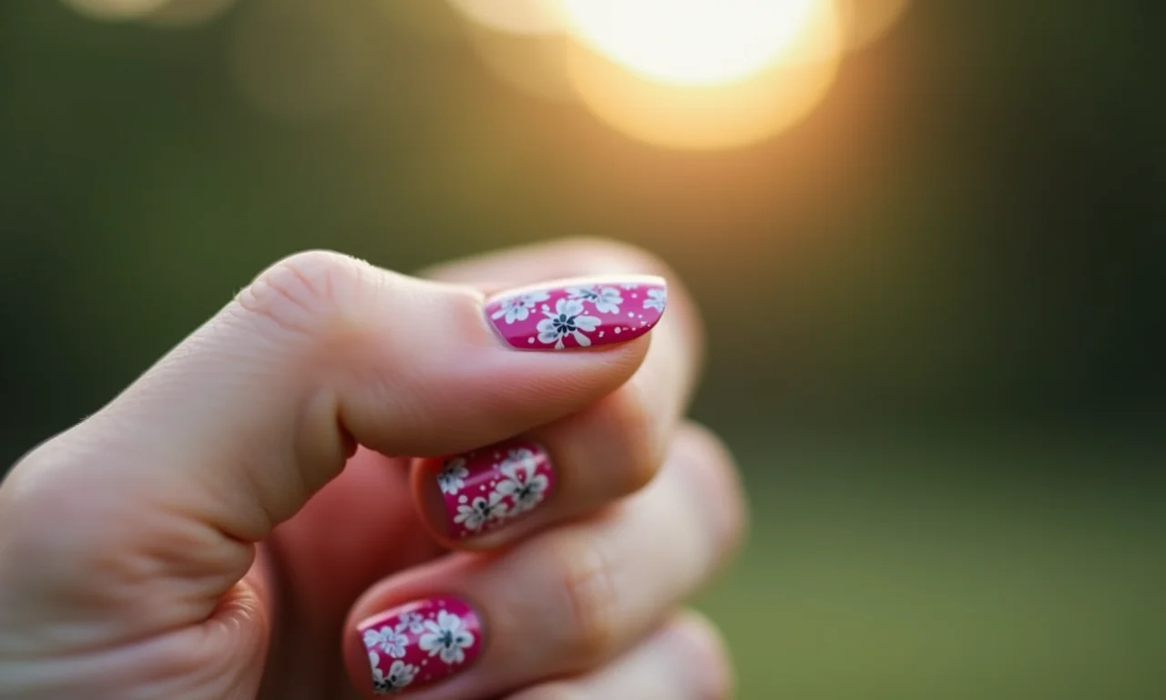 Unha 'filha única' com adesivos 3D.