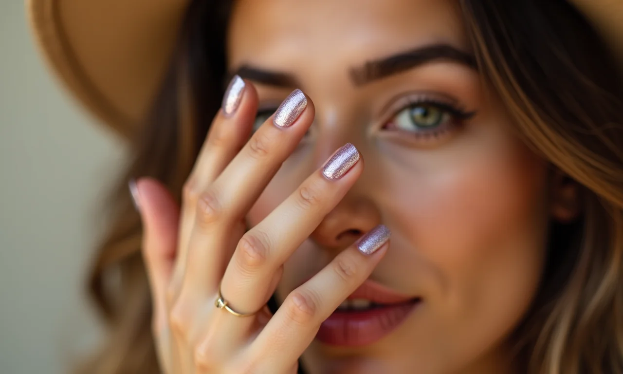 Unha filha única com brilho, estilo brasileiro.