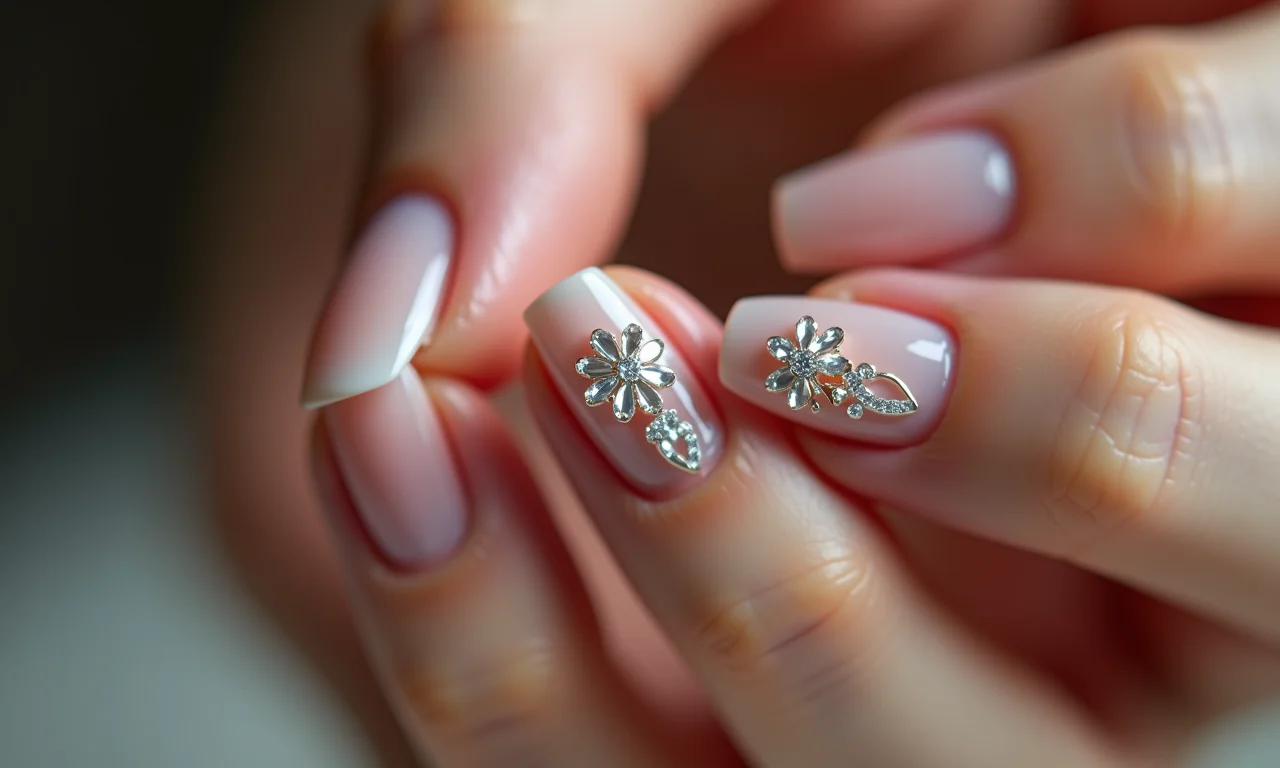 Unha 'filha única' com pedrarias e strass.