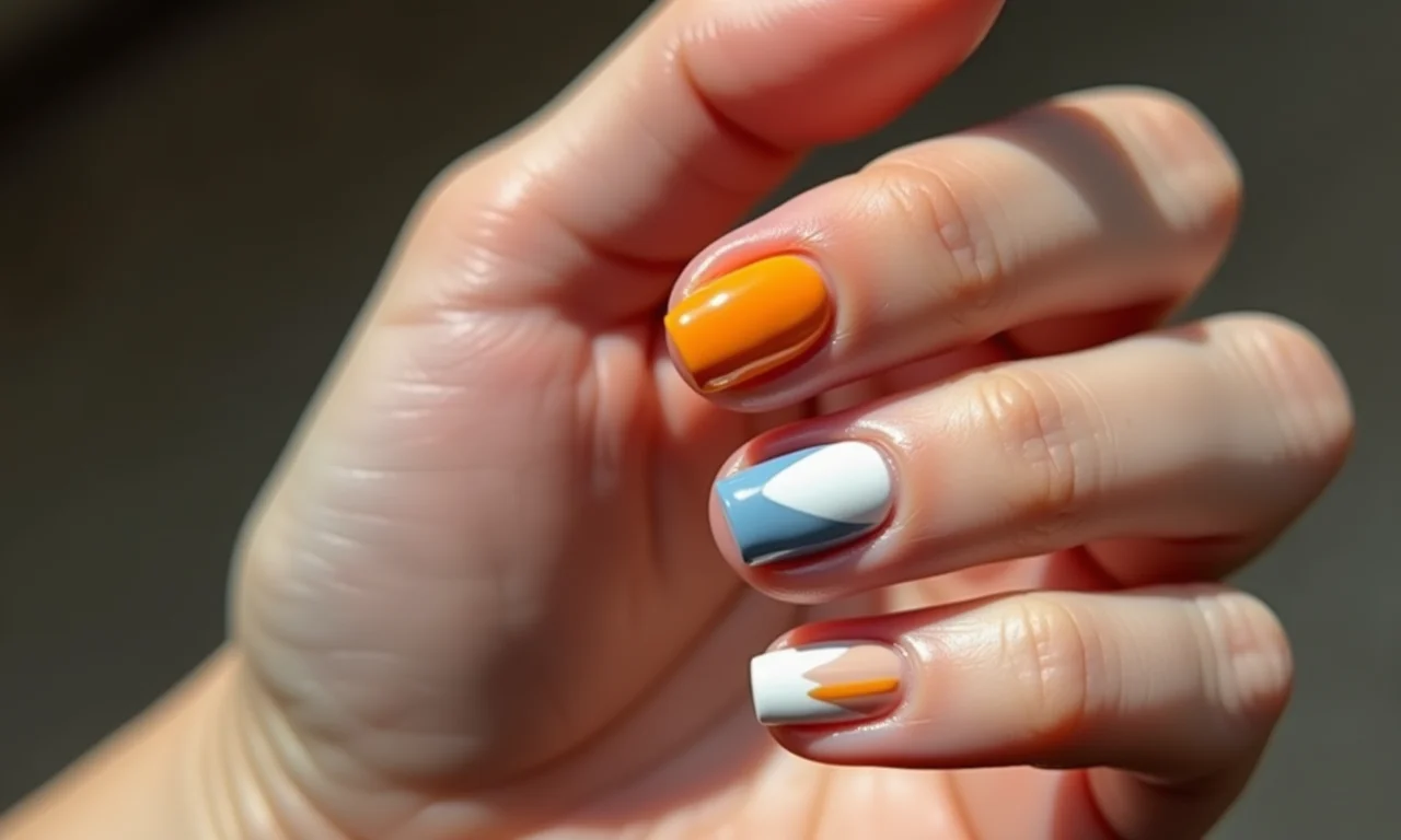 Unha 'filha única' metade metade com cores contrastantes.