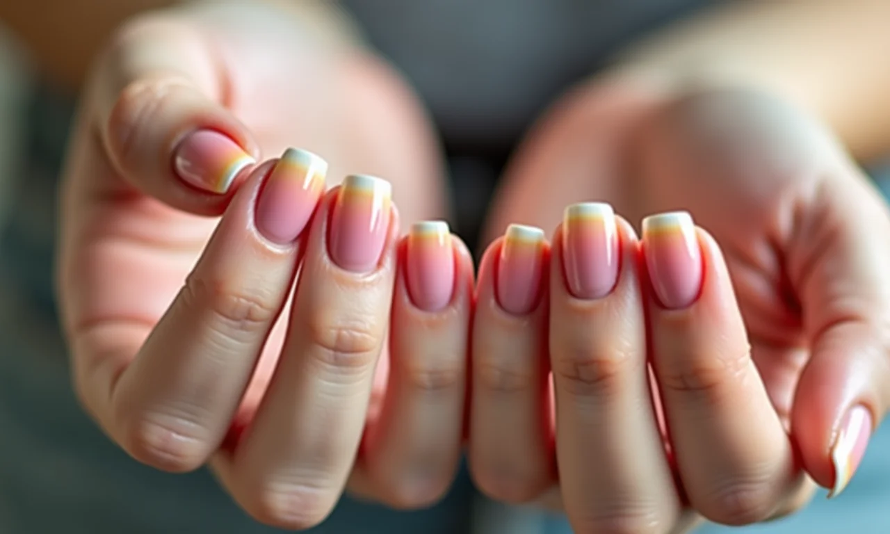 Unha meio a meio com efeito ombré.