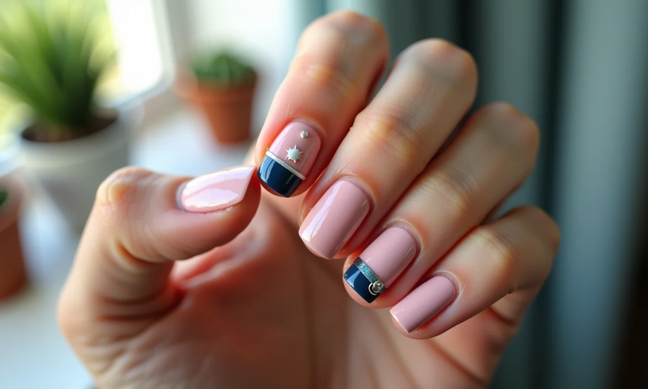 Unha meio a meio com filha única.