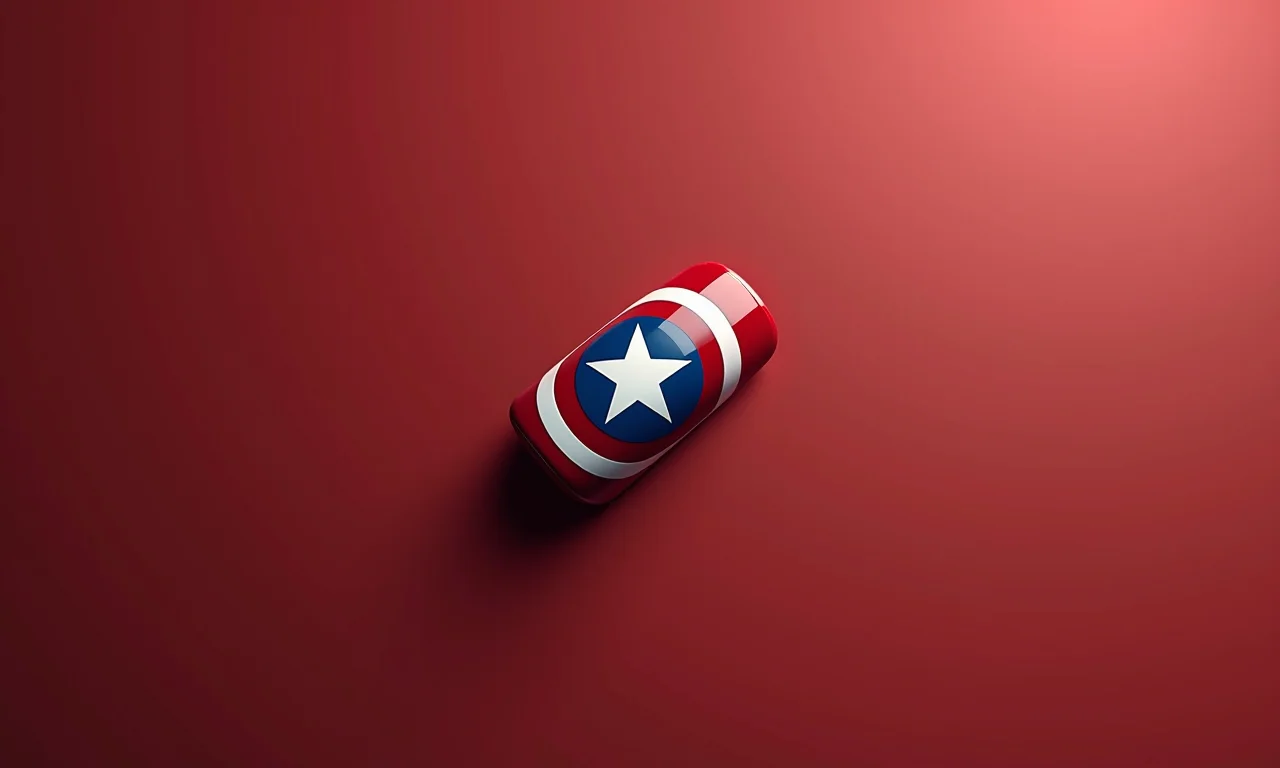 Unha minimalista com detalhes do Capitão América.