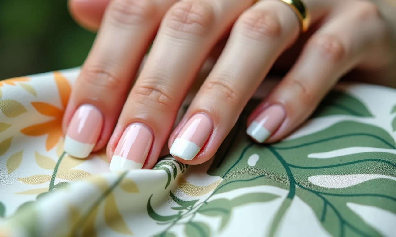 Unhas almond brancas com efeito ombré.