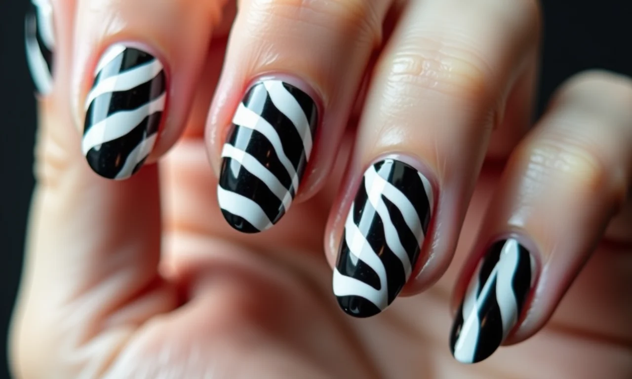 Unhas almond com estampa animal print moderna.