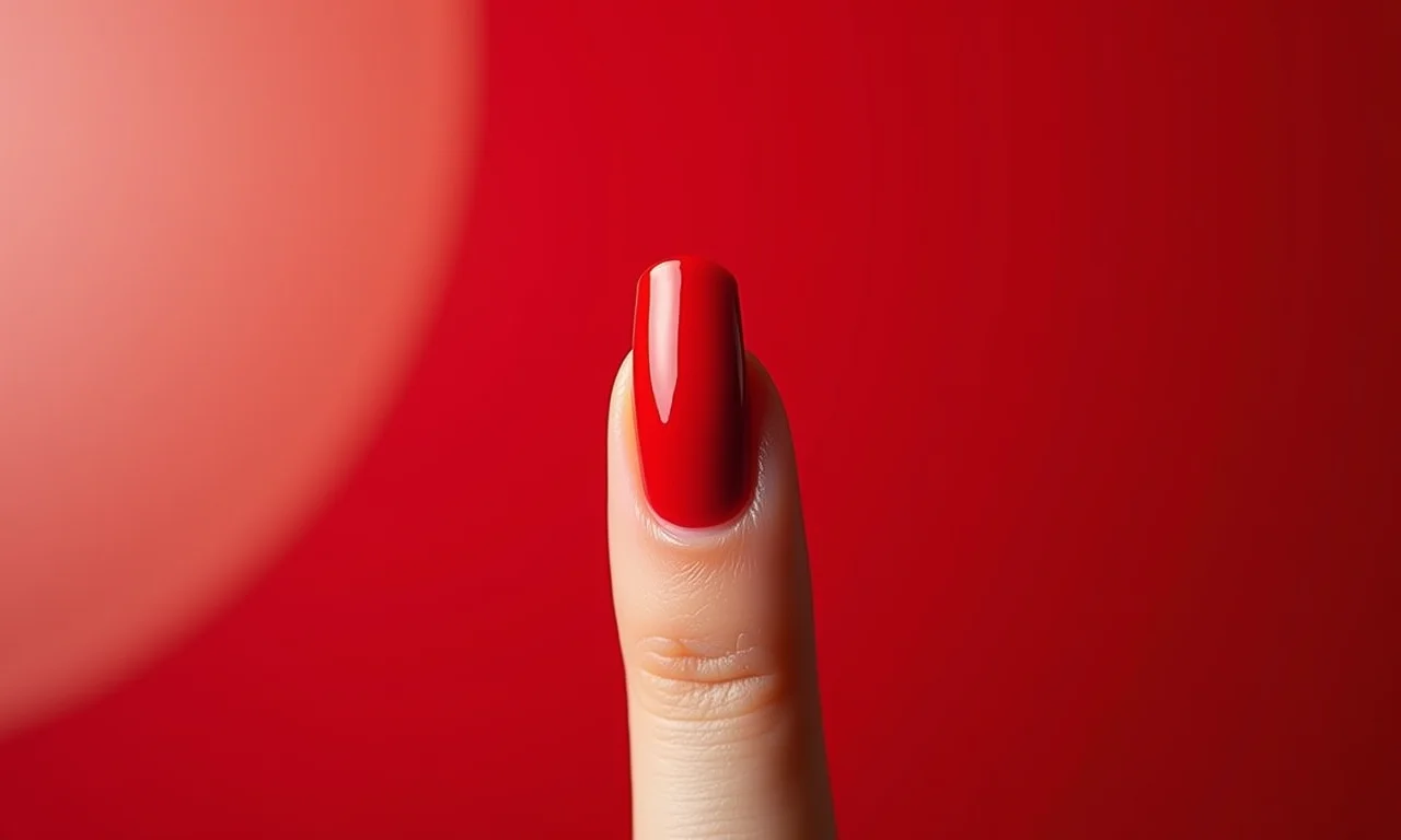 Unhas almond vermelhas com esmalte Colorama.