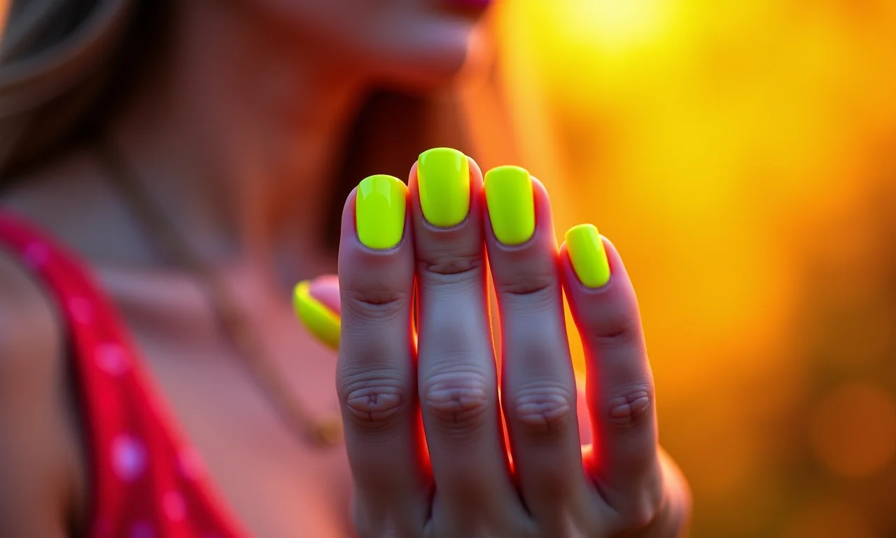 Unhas amarelo neon, a cor da festa no verão.