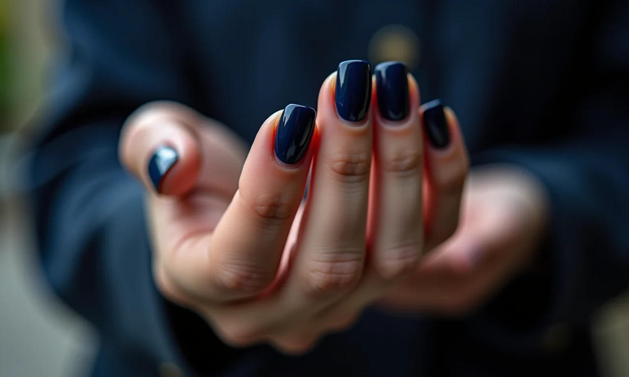 Unhas azul marinho, clássicas e atemporais.