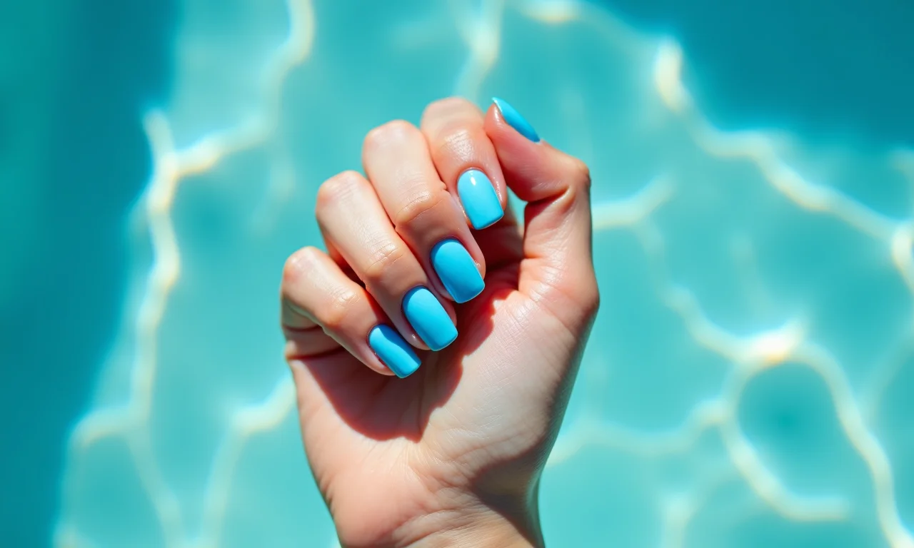Unhas azul piscina, inspiração para o verão.