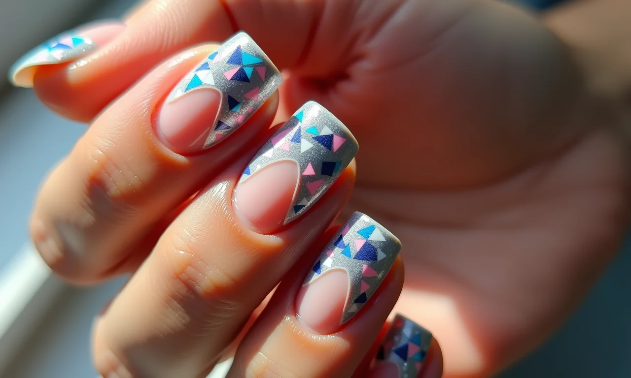 Unhas com desenhos geométricos modernos e originais.