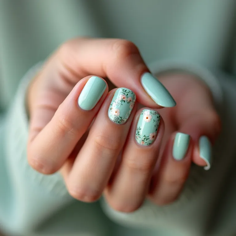 Unhas com desenhos verde água: solte a criatividade.