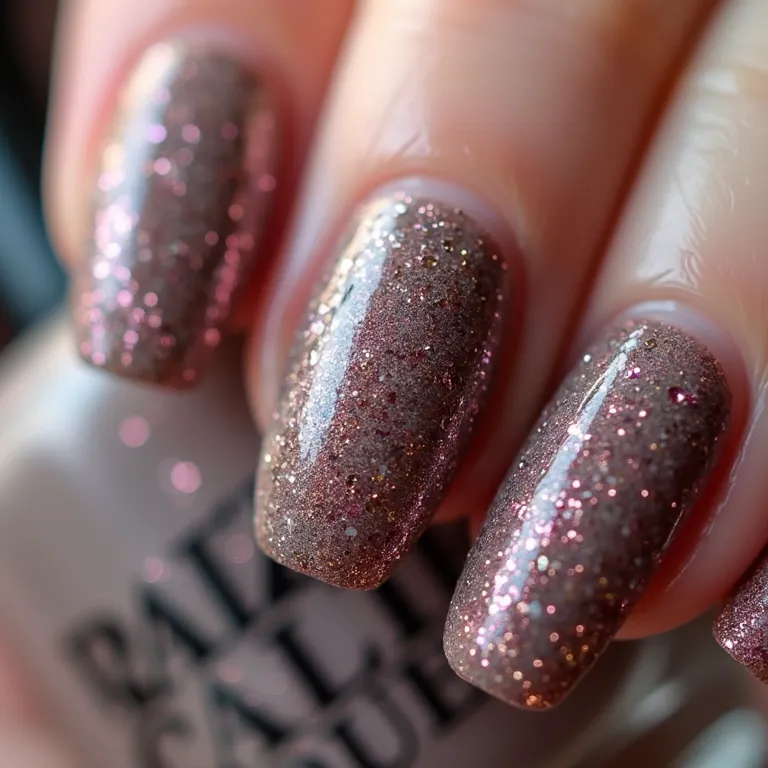 Unhas com diferentes texturas para o Réveillon.