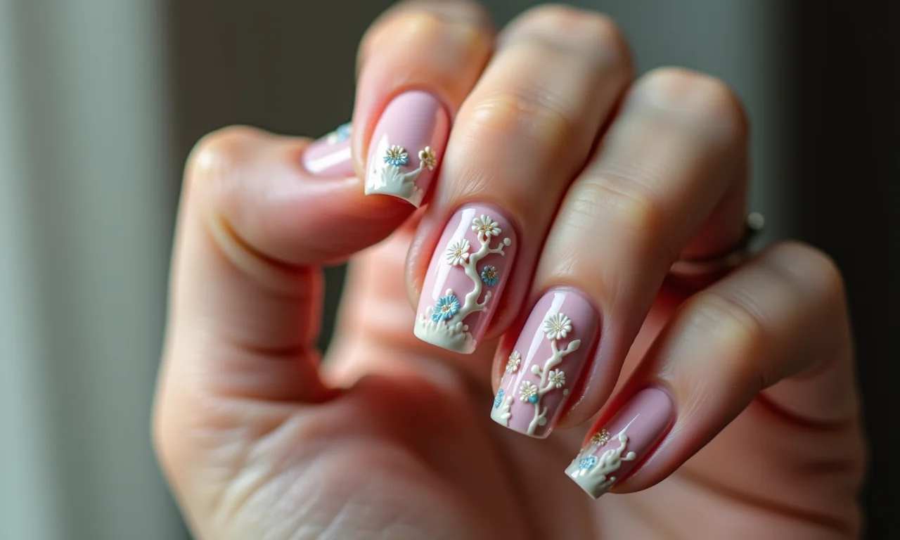 Unhas com efeito 3D e elementos esculturais.