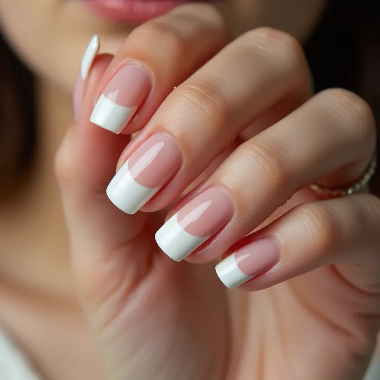 Unhas com francesinha clássica.