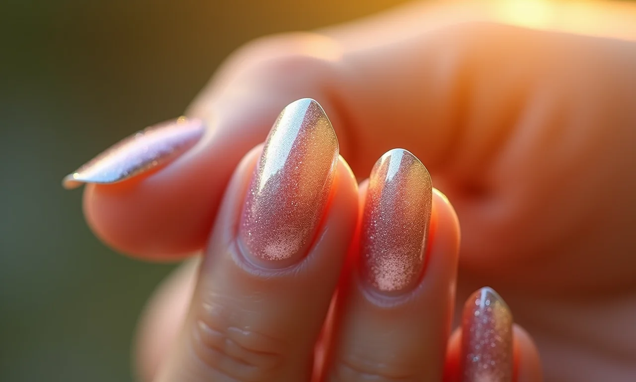 Unhas com glitter degradê, estilo brasileiro.