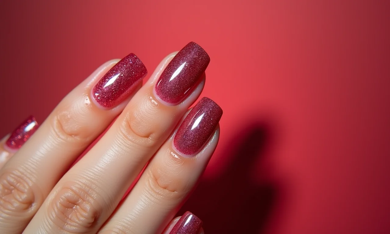 Unhas com glitter degradê para o Dia dos Namorados.