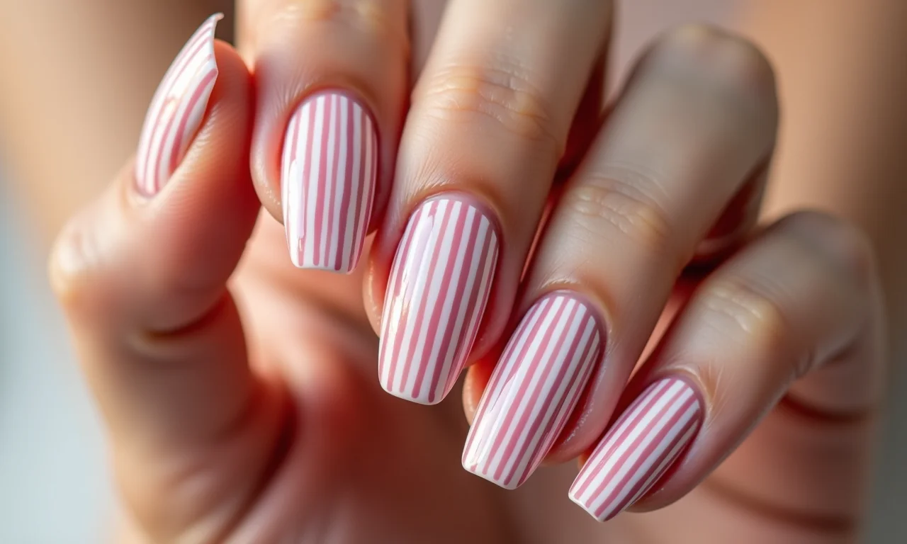 Unhas com listras verticais que alongam os dedos.