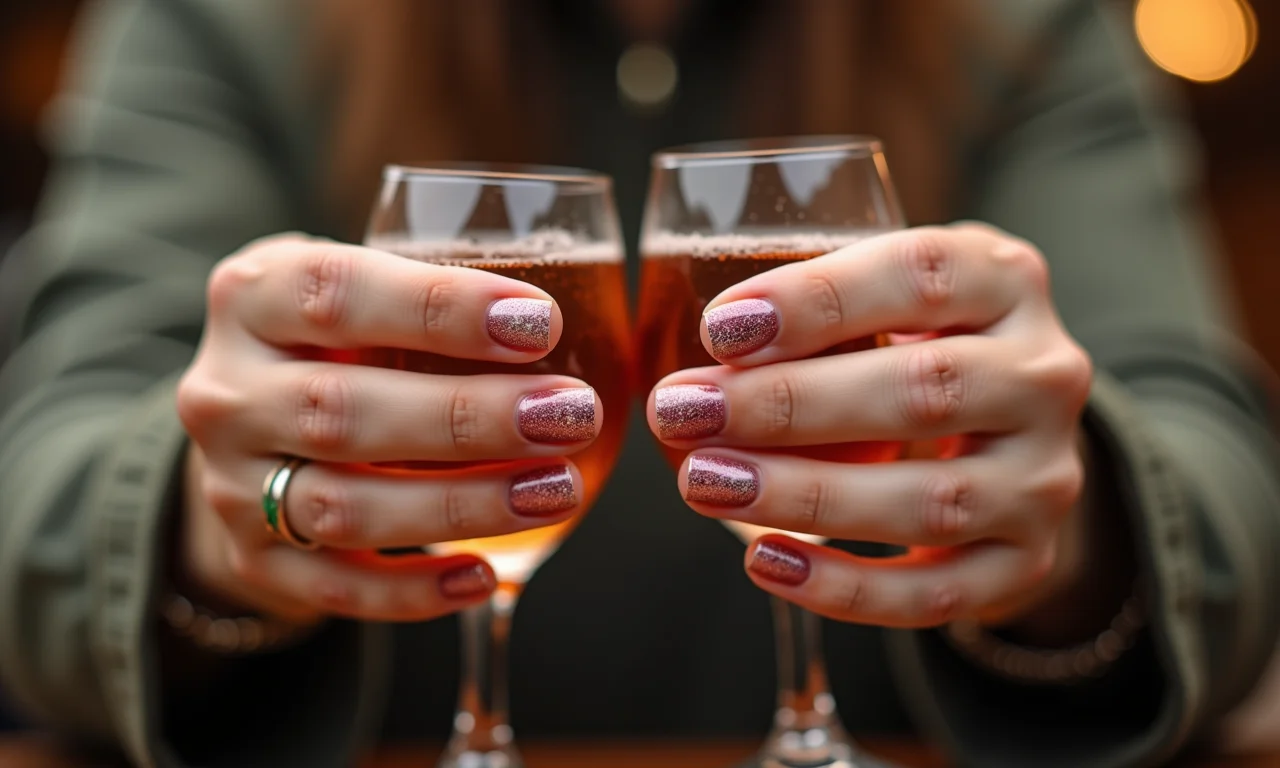 Unhas com mensagens de Ano Novo.