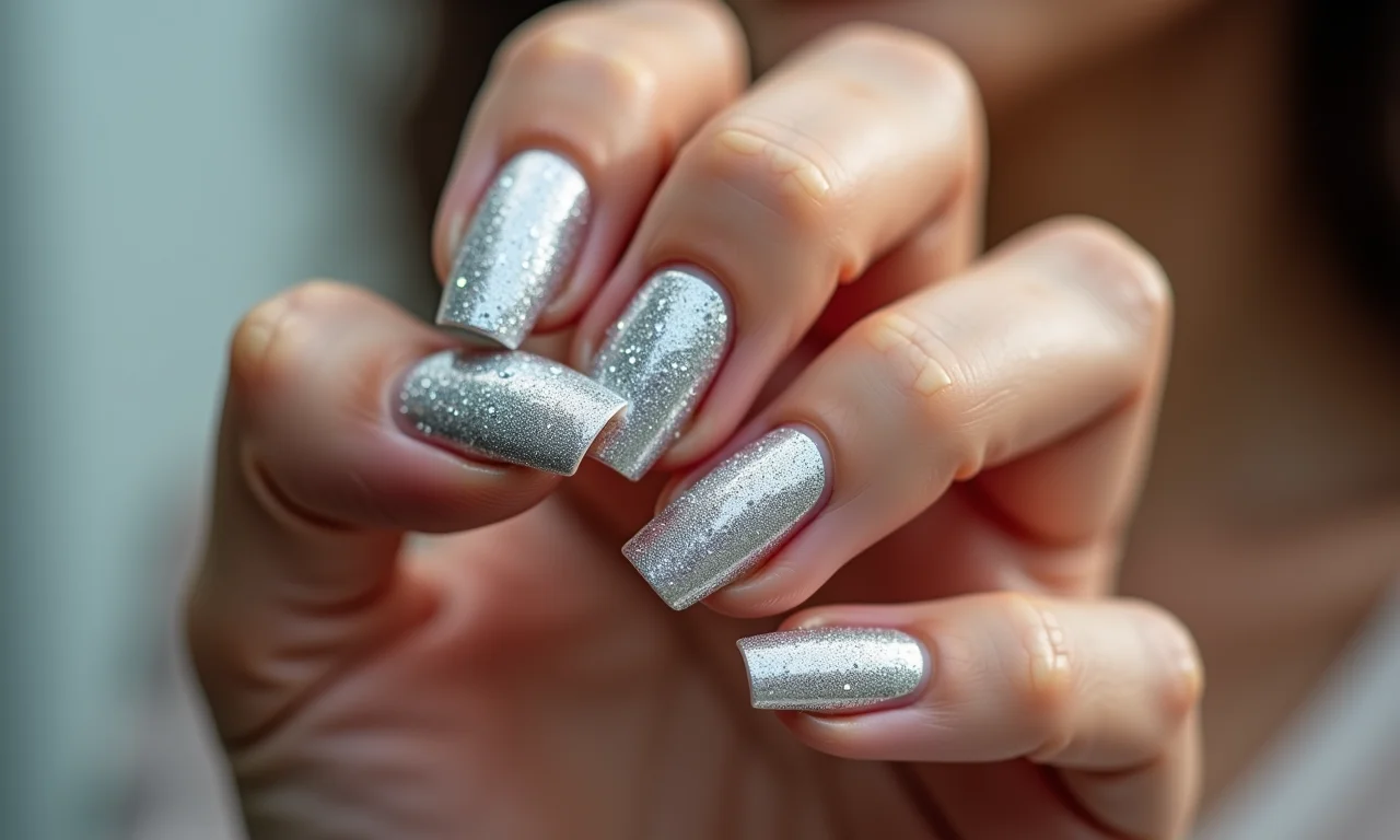 Unhas com prata e cristais, brilho e sofisticação para o Ano Novo.