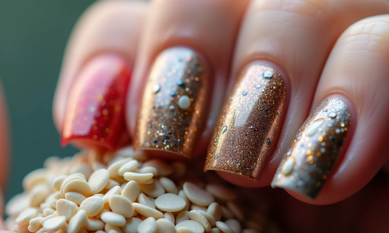 Unhas com texturas diferenciadas e materiais diversos.