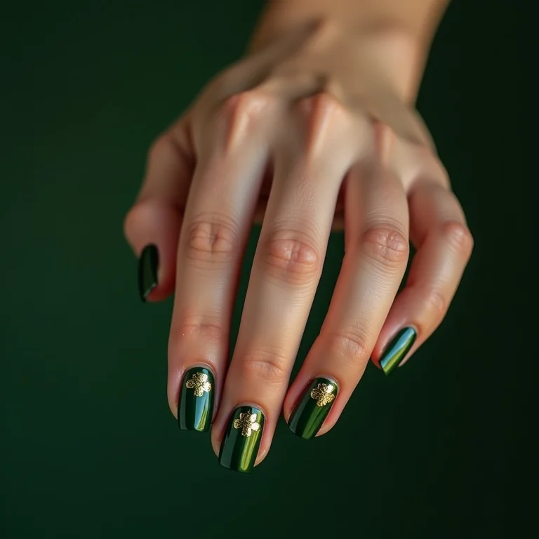 Unhas com trevo dourado