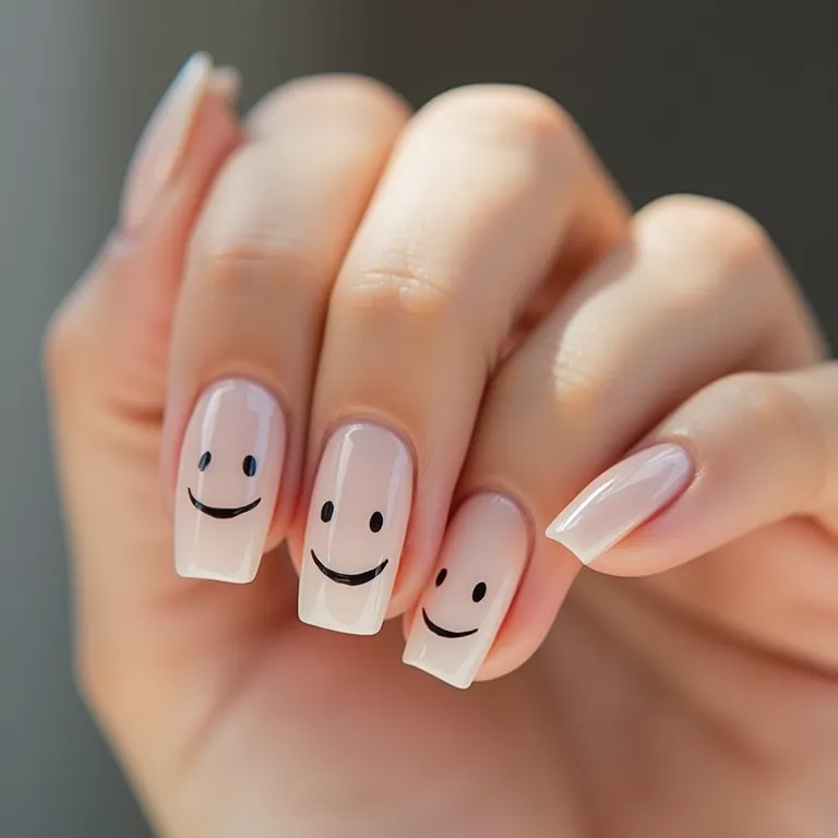 Unhas de carinhas minimalistas: elegância e diversão.