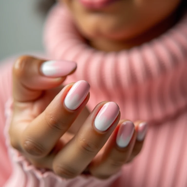 Unhas de fibra com baby boomer degradê