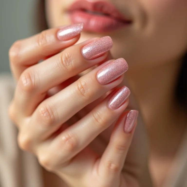 Unhas de fibra com glitter sempre impecáveis