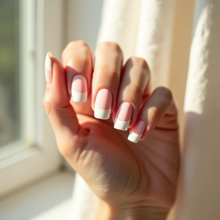 Unhas de gel com francesinha minimalista