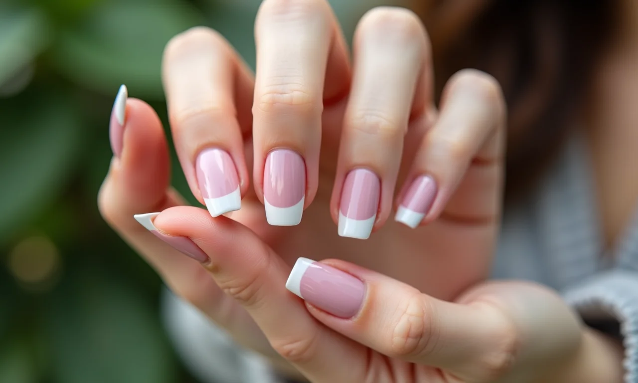 Unhas de gel com francesinha reinventada.