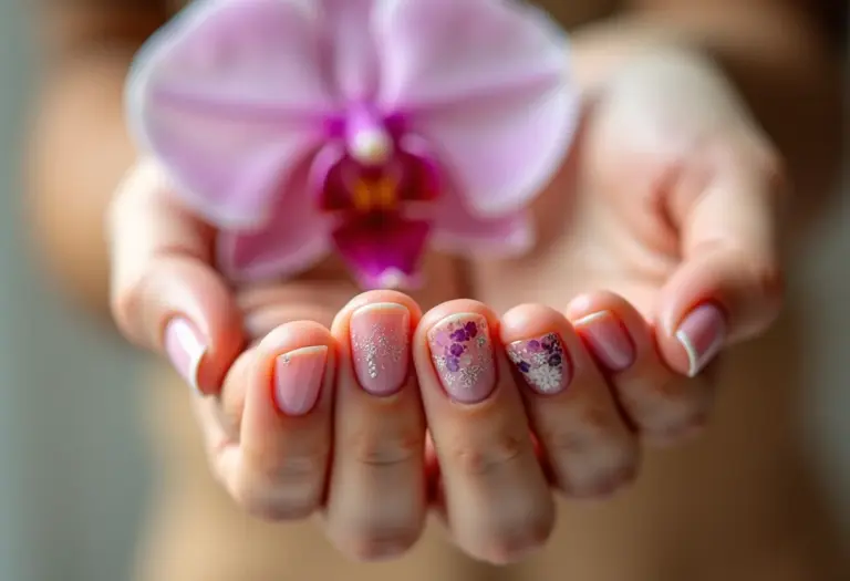 Unhas de gel decoradas com design intrincado