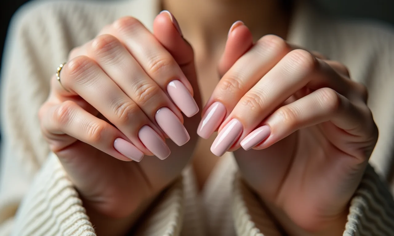 Unhas de gel em tons nude: sofisticação e versatilidade.