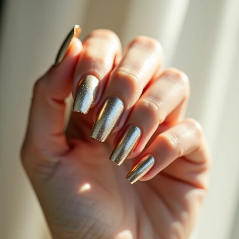 Unhas de gel metalizadas