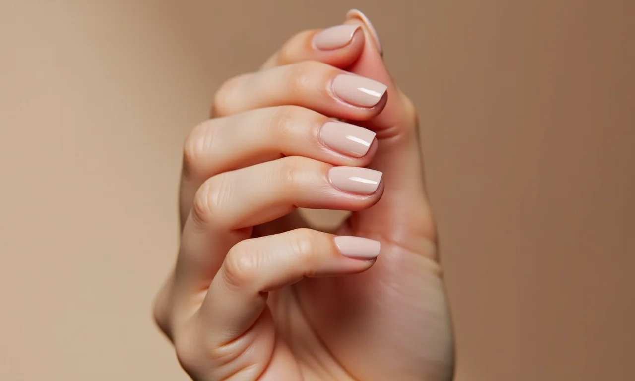 Unhas de gel nude, look minimalista e sofisticado.