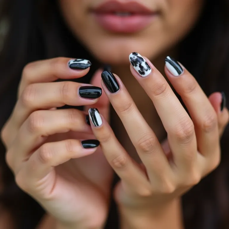 Unhas de gel preta e branca: por que essa combinação é tão popular.
