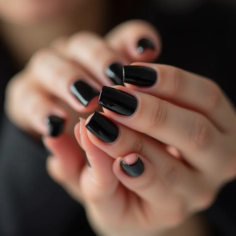 Unhas de gel pretas elegantes
