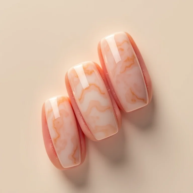 Unhas de gel quadradas com efeito marmorizado moderno