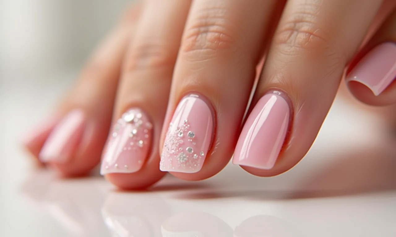 Unhas de polygel em diferentes formatos e cores.
