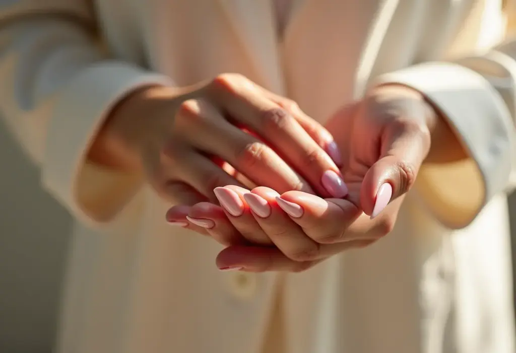 Unhas de porcelana impecáveis em close-up